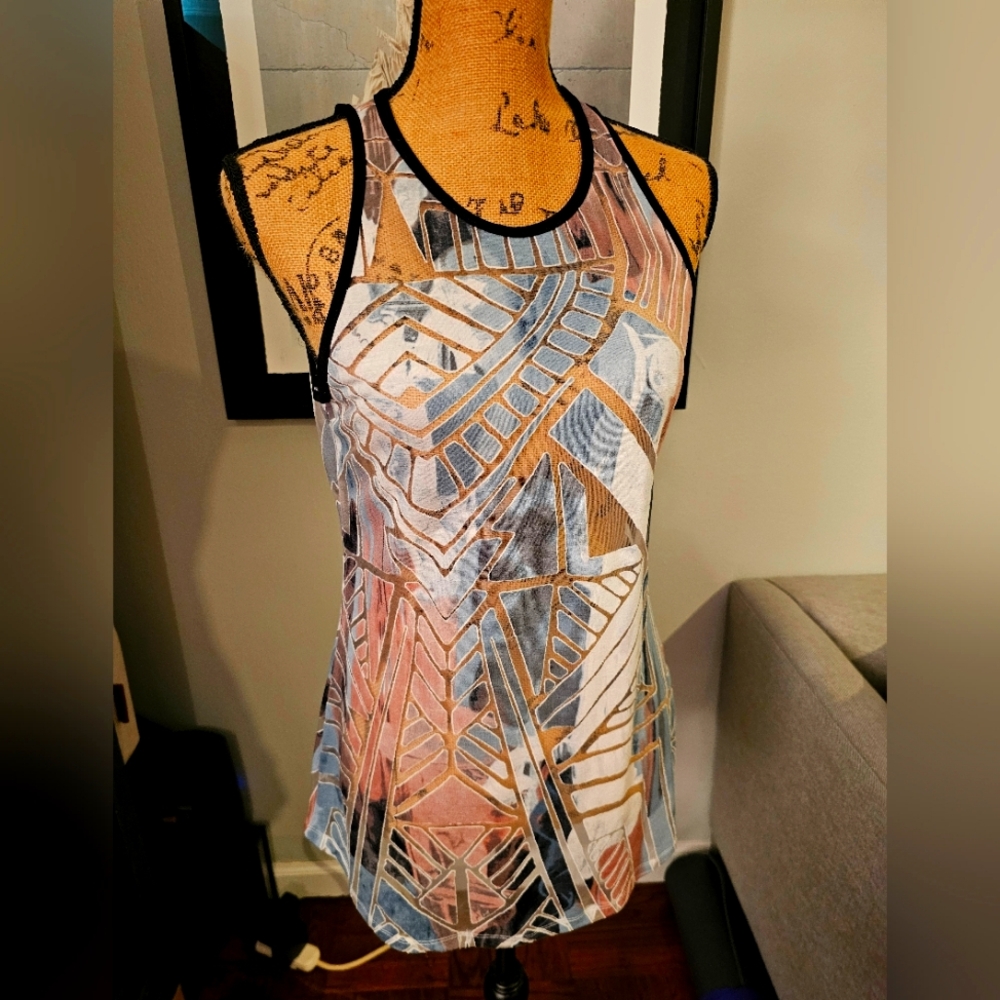Halter tank top with burnout styling